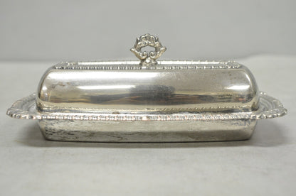 Vintage Victorian Silver Plated Repousse Covered Butter Dish w/ Glass Liner