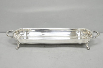 Vintage English Regency Silver Plated Paw Foot Scalloped Narrow Trinket Dish