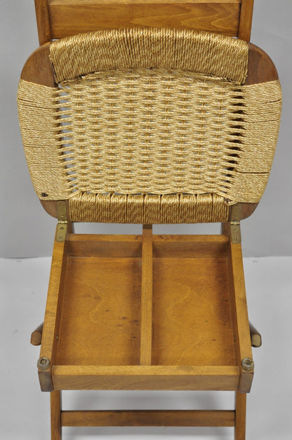 Vintage Mid Century Italian Style Modern Beech Wood Clothing Valet Chair Seat, B