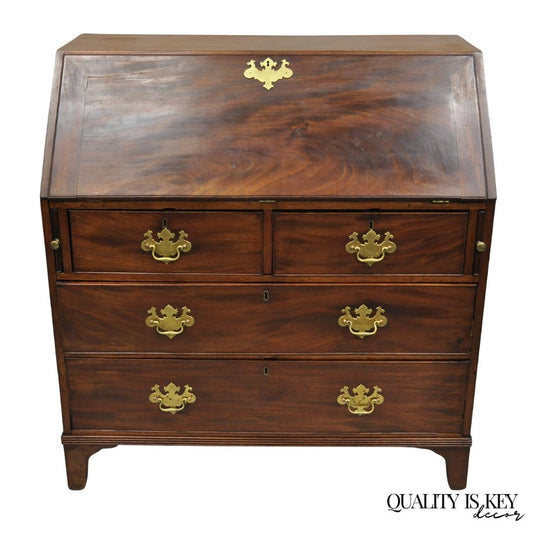 Antique 19th C. Chippendale George III Mahogany Slant Front Secretary Desk