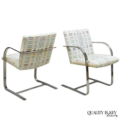 Vintage Mid Century Modern Brno Style Chrome Cantilever Baughman Arm Chair Pair