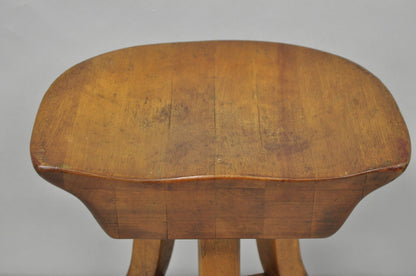 Vintage Mid Century Modern Mahogany Adolf Loos Theban Style Tripod Saddle Stool