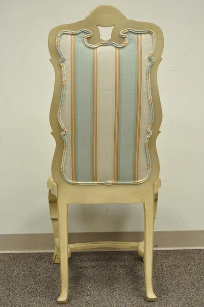 Vintage Swedish Rococo Italian Baroque Shell Carved Cream Painted Side Chair