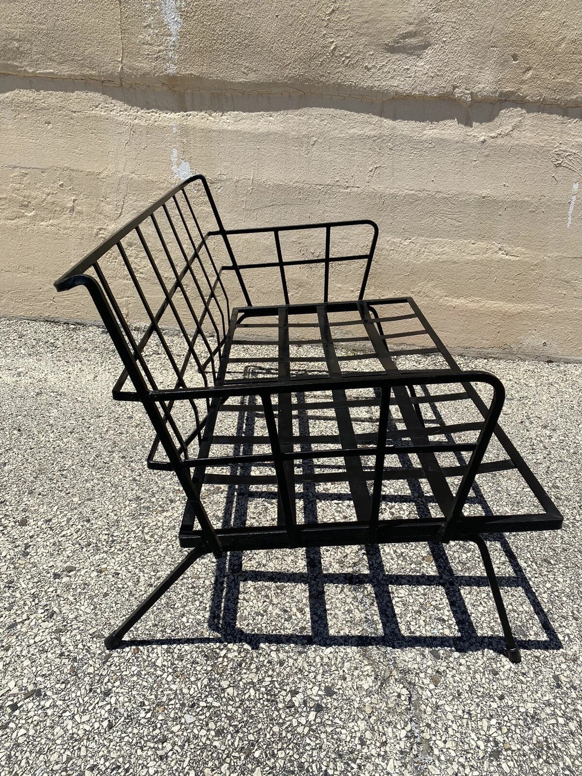 Vintage Mid Century Modern Black Wrought Iron Arthur Umanoff Style Sofa