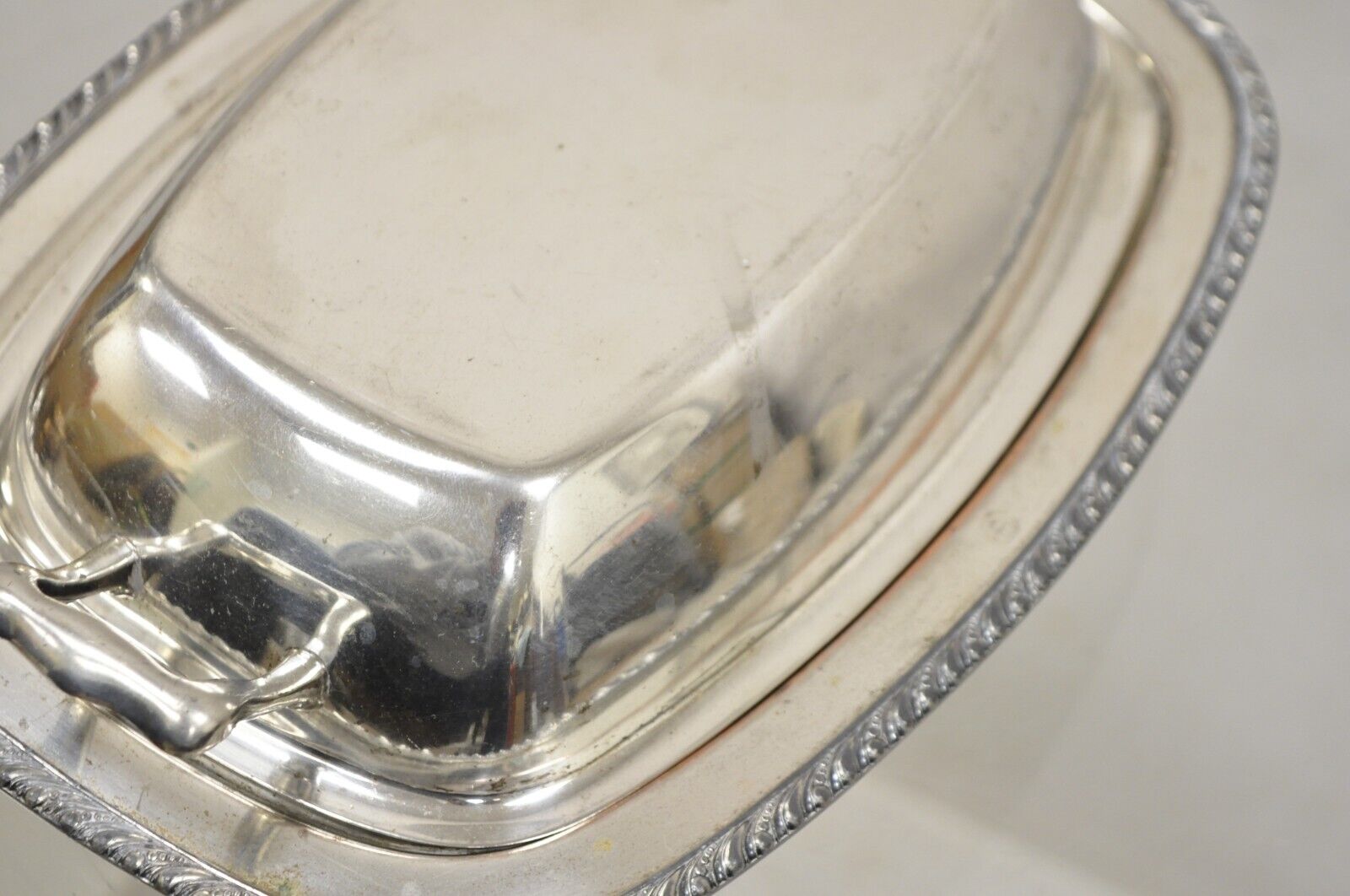Vintage World Silver on Copper Lidded Vegetable Serving Platter with Handles
