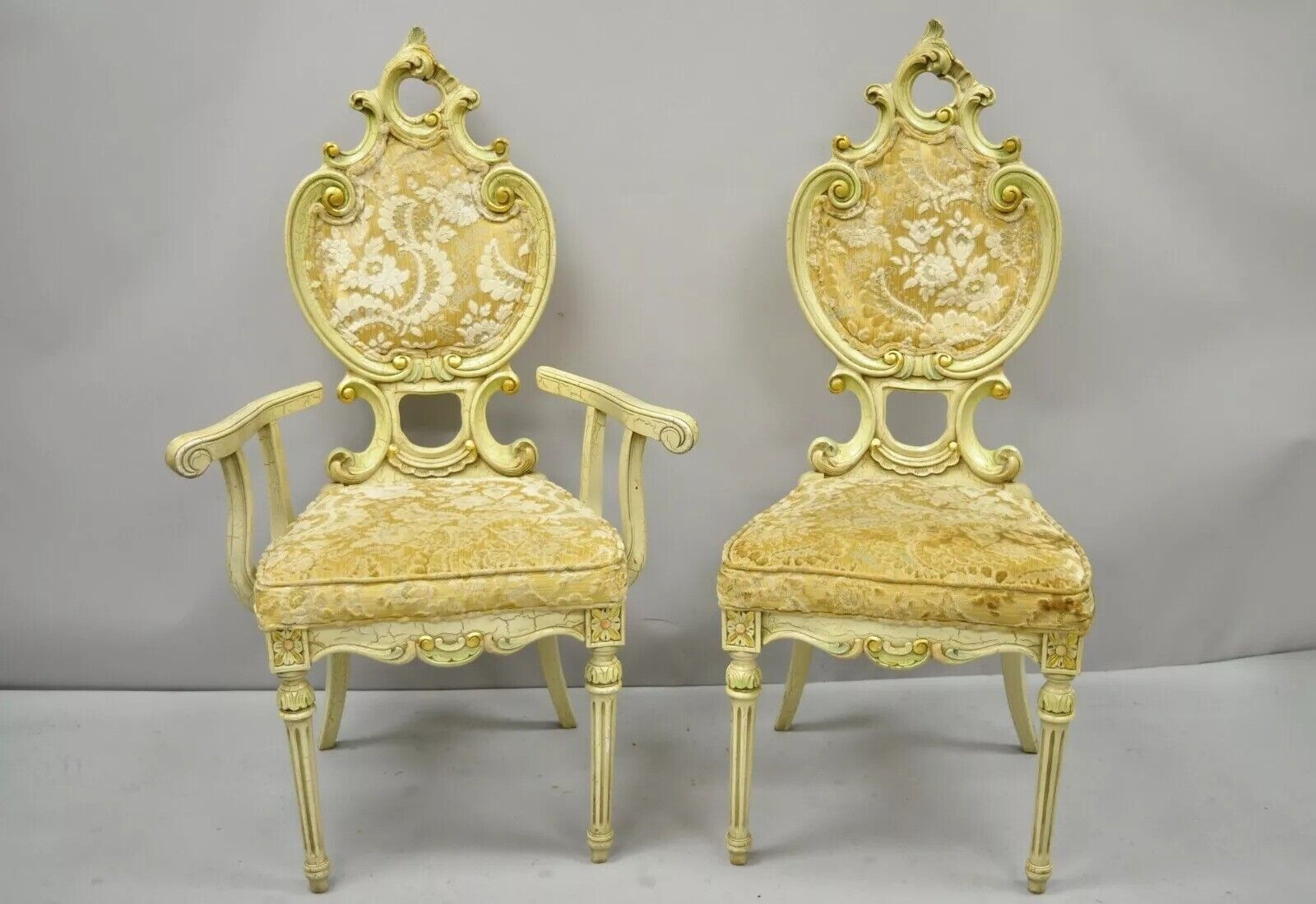Silik Style Italian Baroque Rococo Dining Room Set by John Turano & Sons - 7 Pcs