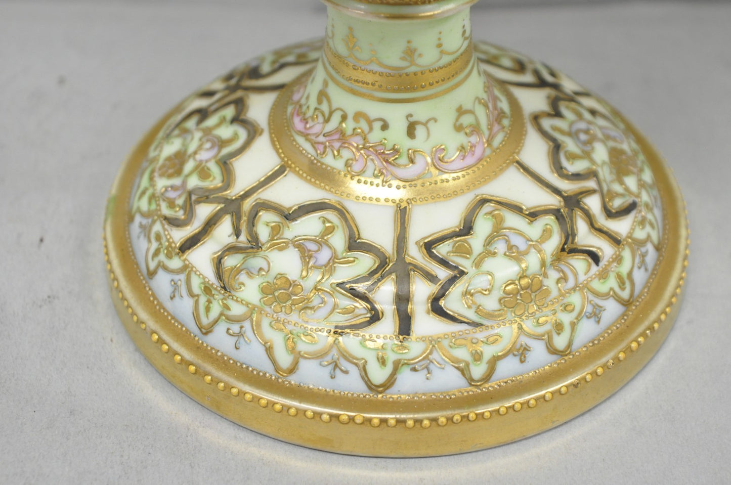 Antique Nippon Hand Painted Cottage Lake Porcelain Twin Handle Bolted Urn Vase