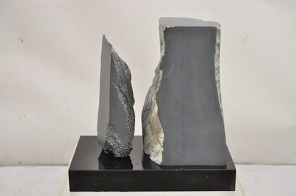 Naomi Feinberg "Fractured Planet" Gray Stone Abstract Modern Sculpture