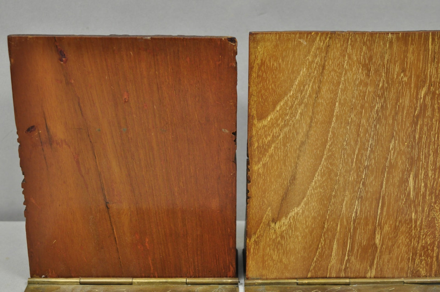 Vintage Chinese Hand Carved Hard Wood Scholar Bookends by George Zee - a Pair