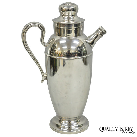 Vintage Art Deco English Silver Mg Silver Plated Martini Cocktail Shaker Pitcher