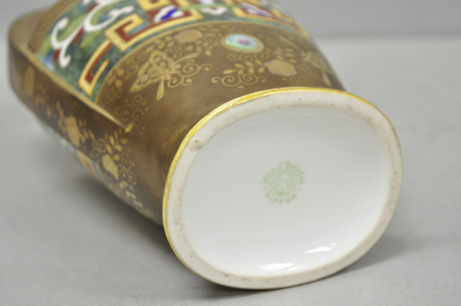 Antique Nippon Morimura Art Deco Hand Painted Porcelain Top Handle Bucket Vase