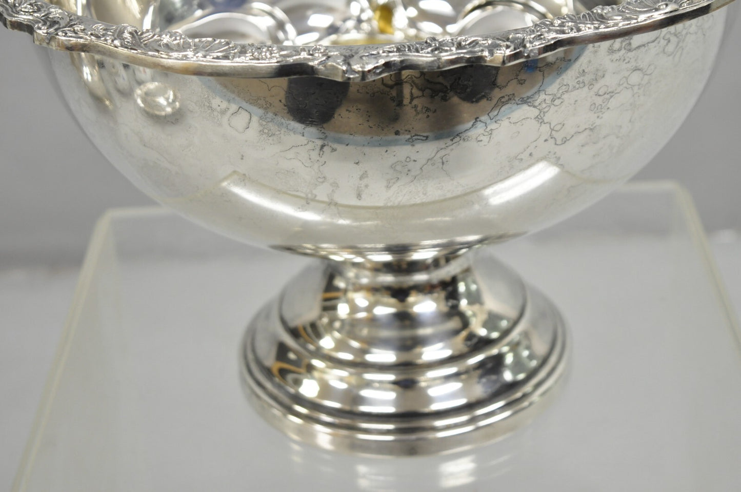 Vintage FB Rogers Silver Plated Victorian Style Punch Bowl Set w/ 10 Cups
