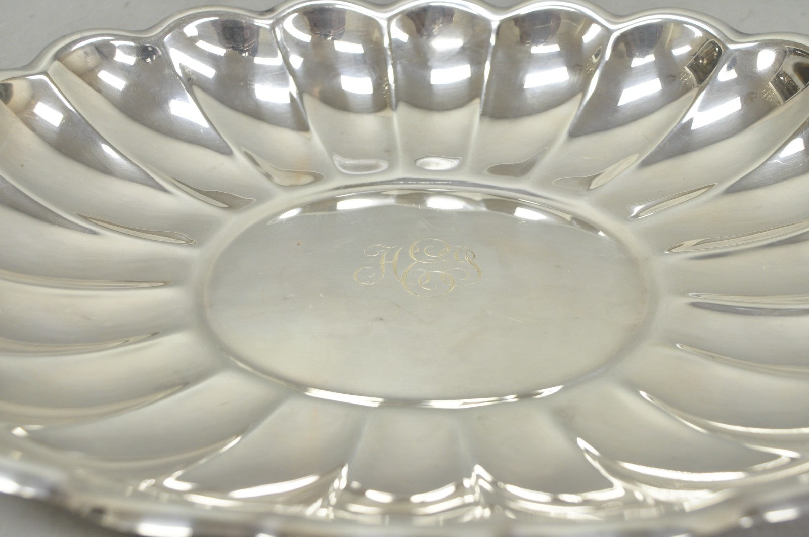 Vintage Reed & Barton "Holiday" Scalloped Oval Serving Platter Tray w/ Monogram