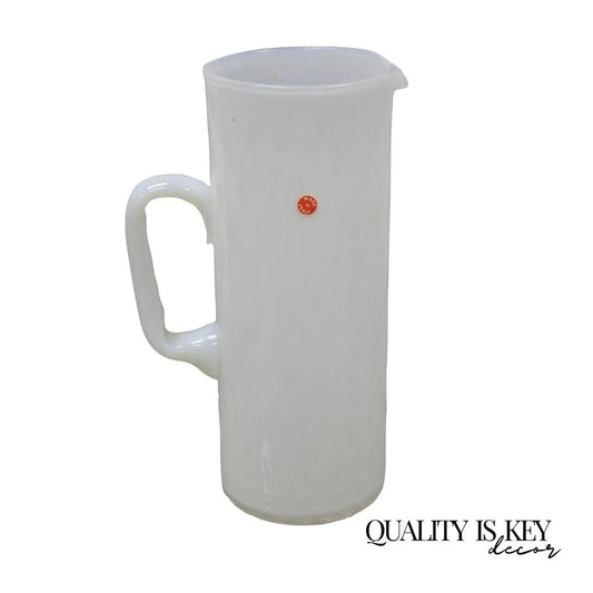 Vintage Murano White Italian Venetian Mid Century Modern Glass Water Pitcher