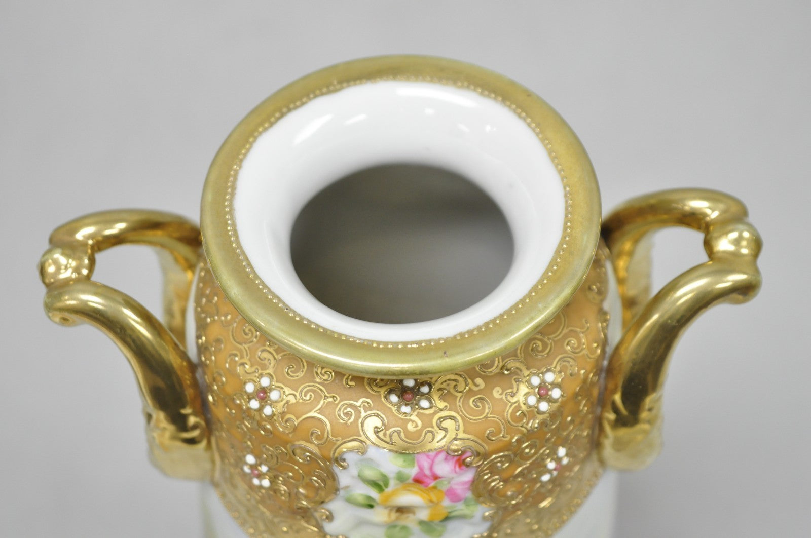 Antique Nippon Hand Painted Lake Scene Art Nouveau Twin Handle Porcelain Vase