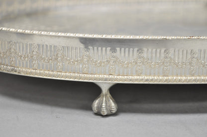 Vintage Viners of Sheffield Edwardian Silver Plated Raised Gallery Oval Tray