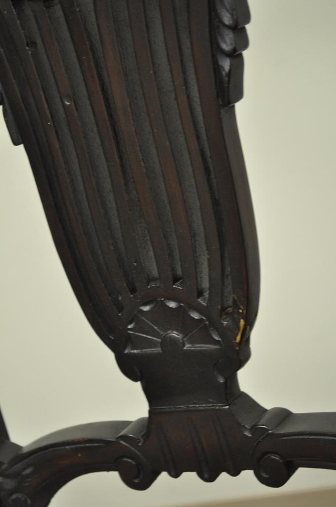 Antique Victorian Carved Mahogany Lyre Back Small Accent Side Chairs - a Pair