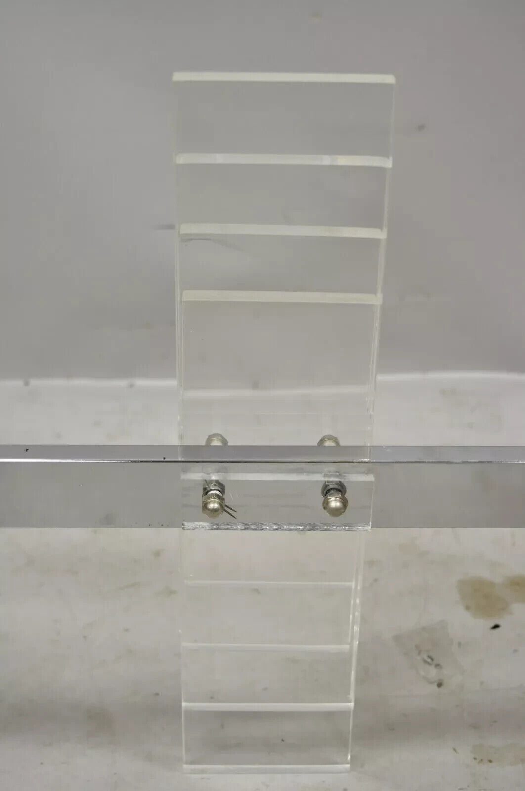 Vintage Mid Century Modern Stacked Lucite Chrome Frame Square Coffee Table Base