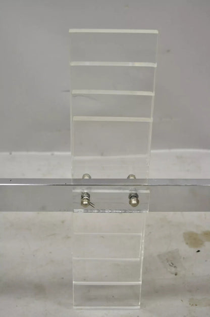Vintage Mid Century Modern Stacked Lucite Chrome Frame Square Coffee Table Base