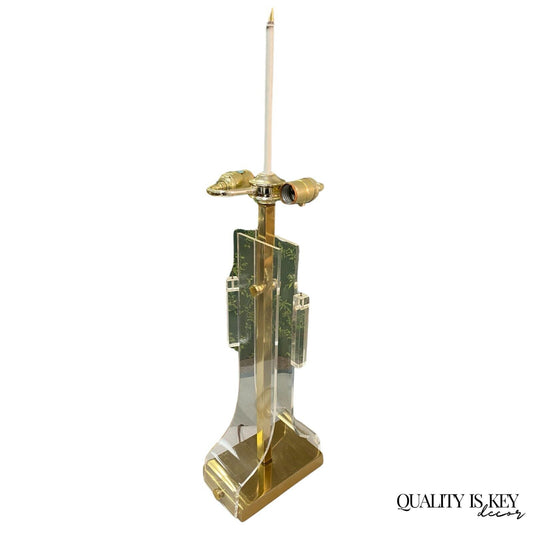 Vintage Laurel Mid Century Modern Sculptural Lucite & Brass Table Lamp