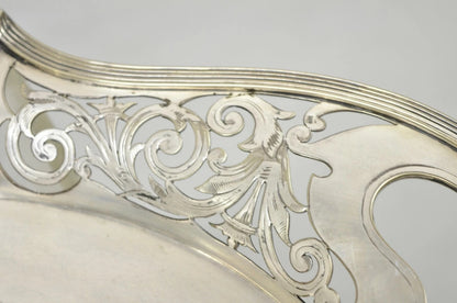 Antique D&H England Victorian Silver Plated Scalloped Serving Platter Bar Tray
