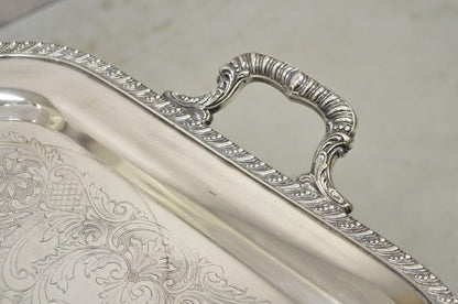 Vtg Burche Victorian Style Silver Plated Twin Handle Heavy Serving Platter Tray
