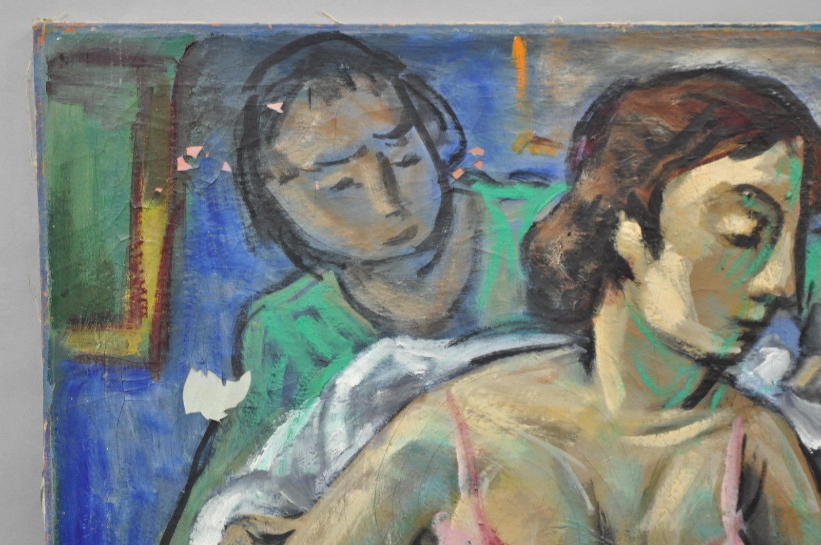 Vintage Samuel Heller "Seated Woman in Undergarments" Oil on Canvas Painting