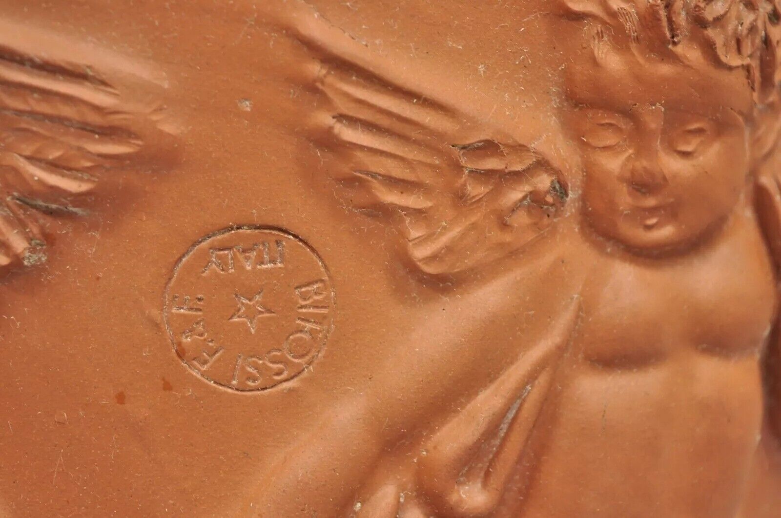 Large Italian Bitossi Red Terracotta Cherub Putti Garden Planter Flower Pot