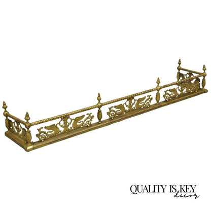 Antique Victorian Figural Swan Bird Twisted Brass 48" Fireplace Fender Surround