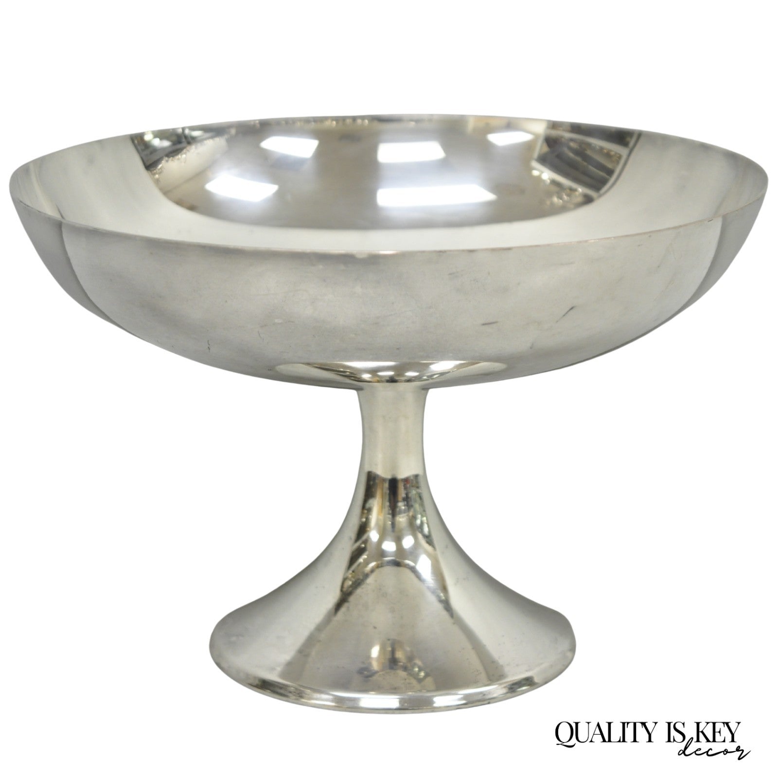 Vintage FB Rogers Mid Century Modern Silver Plated Pedestal Fruit Bowl Compote