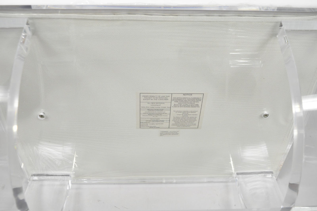 Contemporary Modern Lucite Acrylic X-Form White Vanity Bench Stool Seat