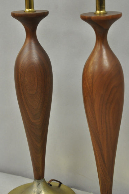 Vintage Mid Century Modern Tony Paul for Westwood Walnut Table Lamps - a Pair