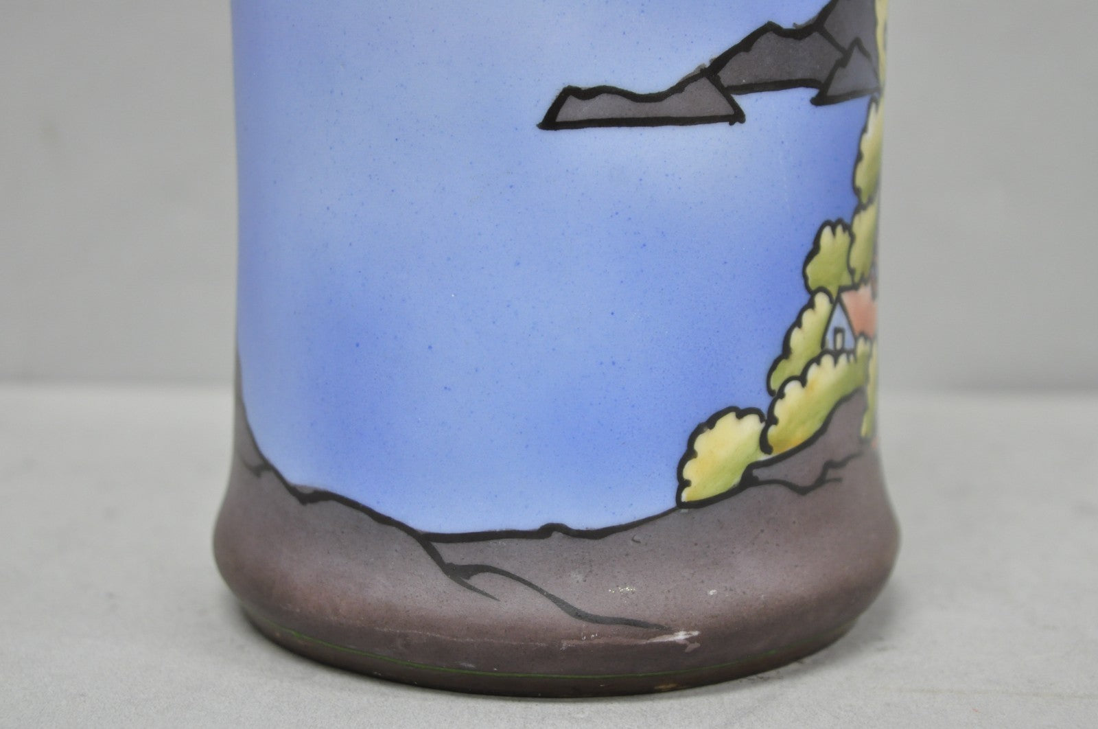 Antique Nippon Hand Painted Blue Halloween Pattern Porcelain Wine Jug w/ Cork