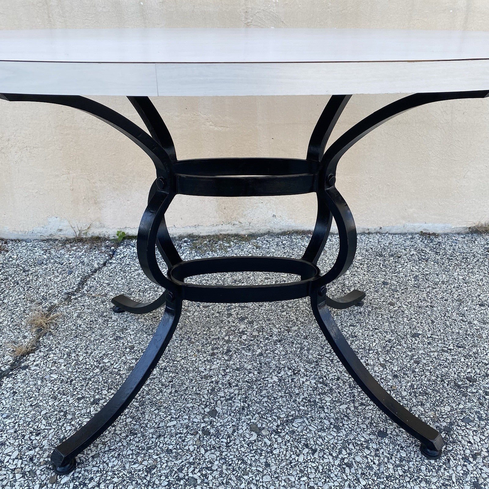 Vintage Mid Century Modern Black Iron Kitchen Dining Set 4 Chairs Table 5 Pc Set
