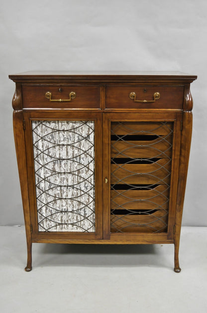 Vintage French Hollywood Regency Custom Walnut Tall Chest Highboy Dresser