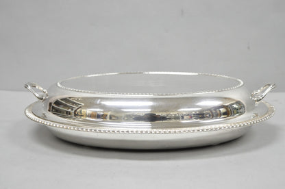 Antique English Regency Silver Plated  Large Covered Serving Dish 'M" Monogram