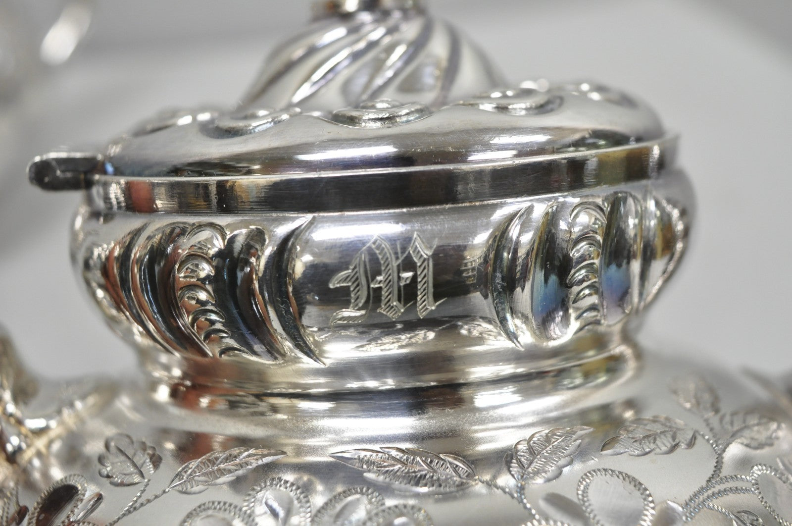 Antique Meriden B Co French Renaissance Silver Plated Figural Tea Set - 7 Pcs