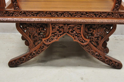 Vintage Chinoiserie Carved Teak Wood Howdah Elephant Saddle Accent Chair