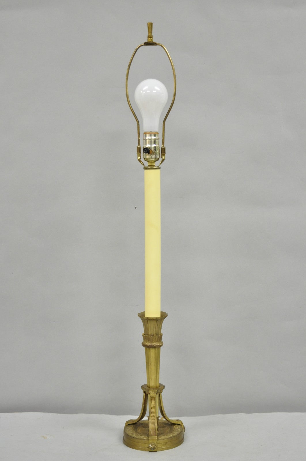 Antique French Empire Neoclassical Bronze "Torch & Arrow" Candlestick Table Lamp