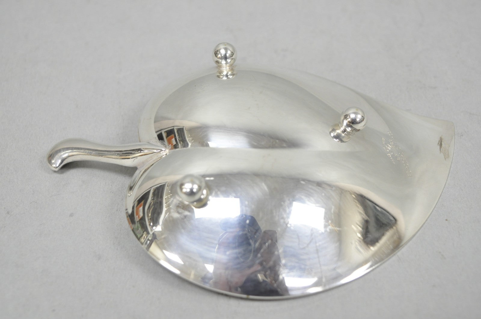 Vintage FB Rogers Modern Silver Plated Small Footed Leaf Trinket Nut Dish
