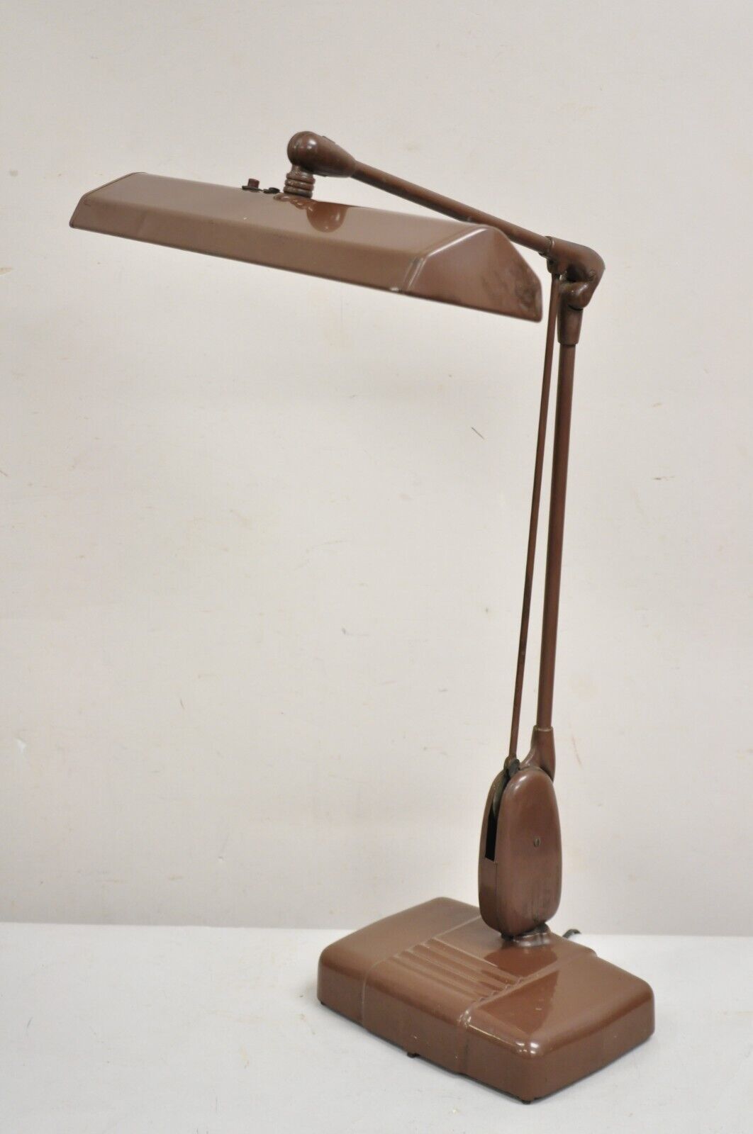 Vintage Mid Century Industrial Adjustable Brown Metal Desk Lamp by Dazor