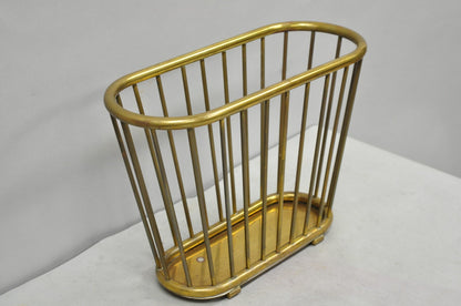 Vintage Gatco Mid Century Modern Solid Brass Spindle Modernist Magazine Rack