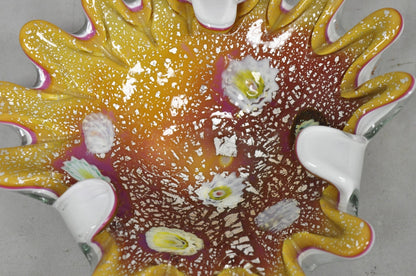 Vintage Murano Italian Art Glass Millefiori Clam Shell Candy Dish Bowl (A)