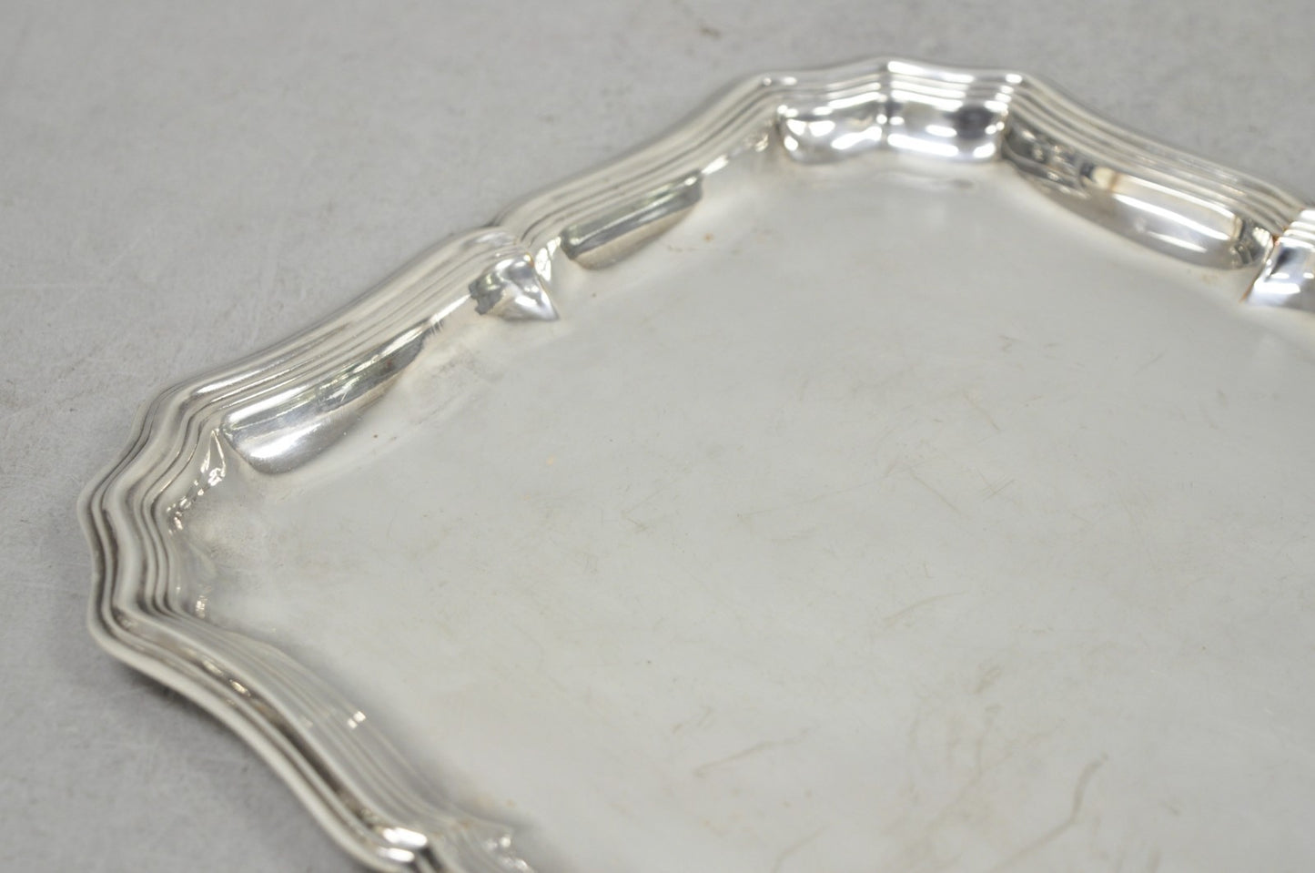 Vintage English Edwardian Silver Plated Scalloped Small Bar Trinket Dish Tray