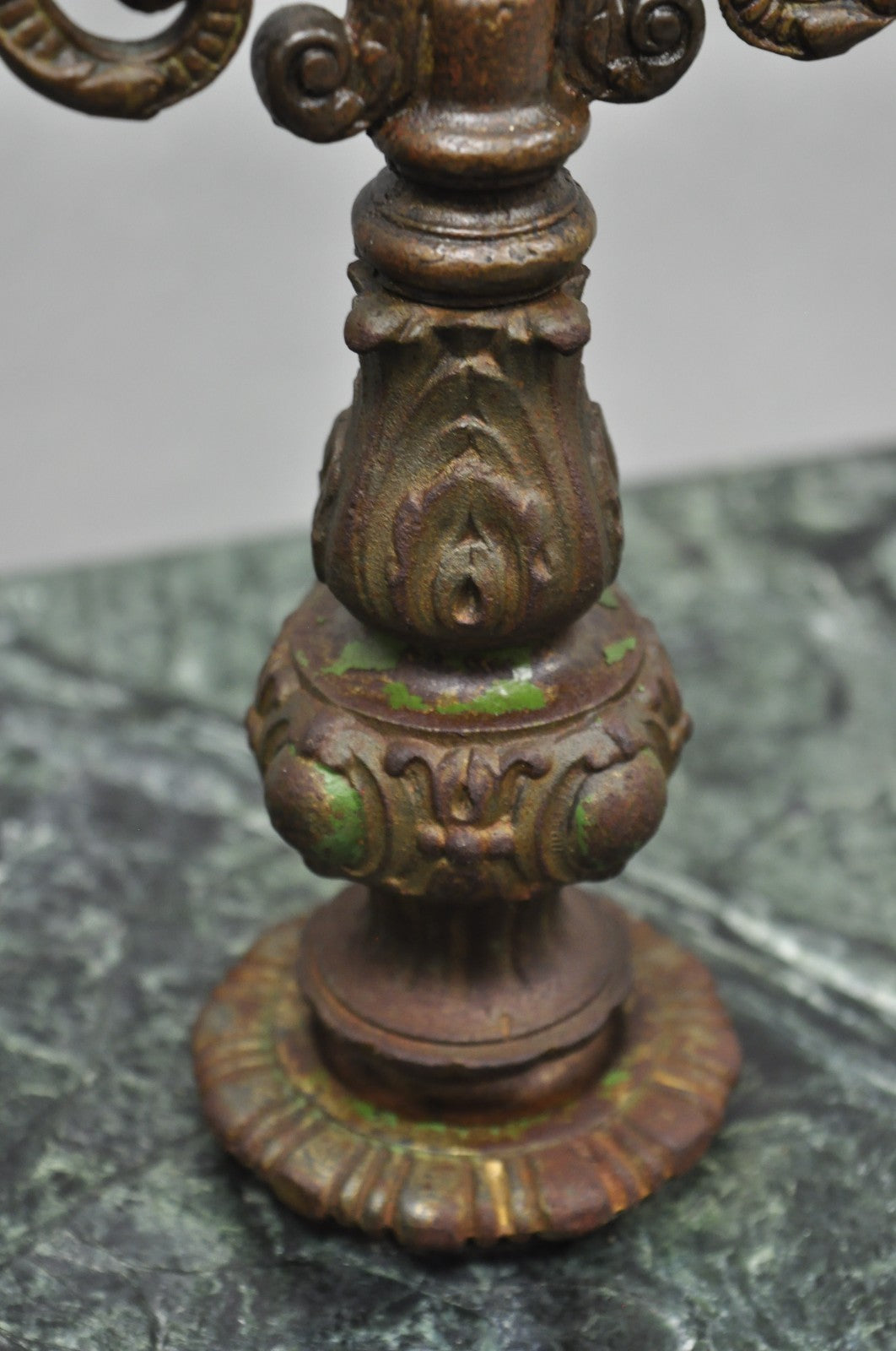 Antique Victorian Green Marble Cast Iron Pedestal Base Smoking Stand Side Table