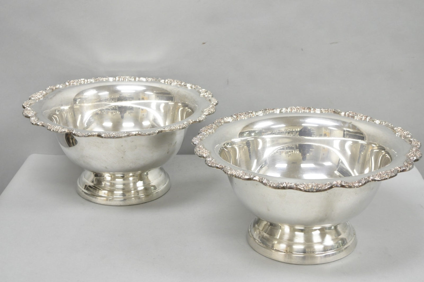 Towle Victorian Silver Plated Punchbowl Champagne Chiller Ice Bucket - a Pair