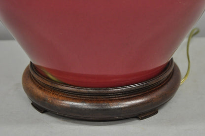 Antique Chinese Oxblood Red Glazed Porcelain Bulbous Jardinierie Table Lamp