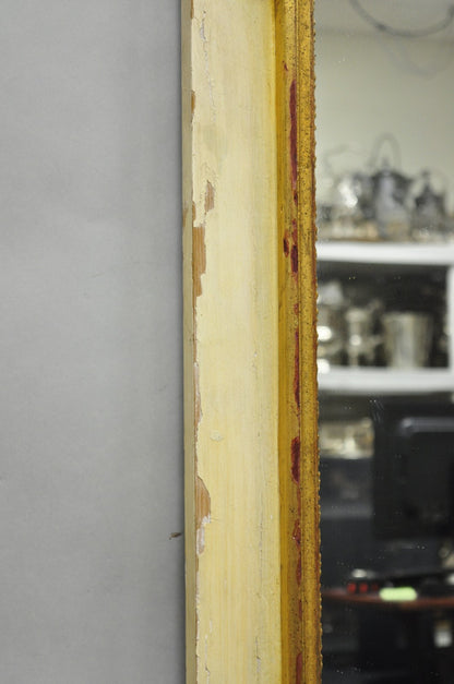 Antique French Louis XV Style Cream & Gold Gilt Drape Ribbon Trumeau Wall Mirror