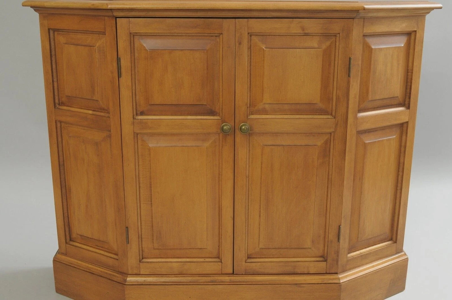 Conant Ball Colonial Maple Wood Console Cabinet Table w Clipper Ship Wall Mirror