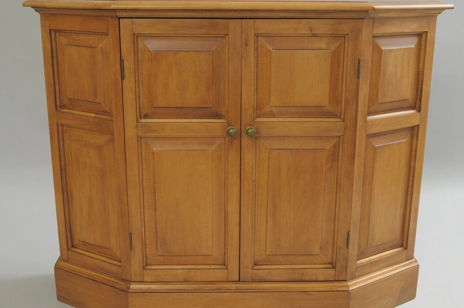 Conant Ball Colonial Maple Wood Console Cabinet Table w Clipper Ship Wall Mirror